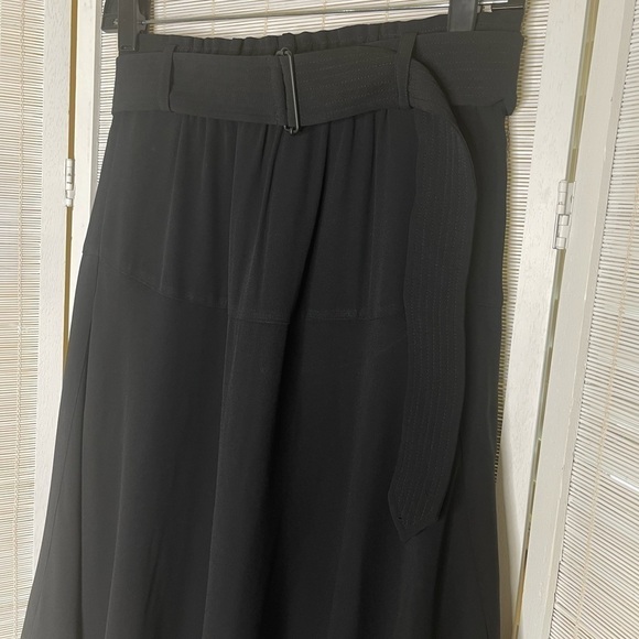 A.L.C Belted Black Midi Skirt Flowy Size 6 Pockets - Picture 2 of 7